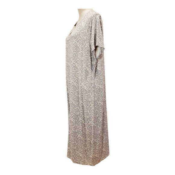 COLDWATER CREEK SZ L Super Comfy So Soft Gray & White Print Stretch Knit Dress - Picture 4 of 8